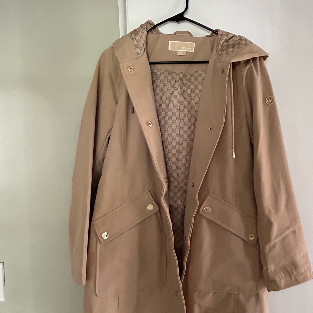 Michael Kors Tan Trench Coat with Hood